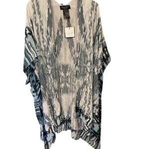 Laundry by Shelli Segal Women's Blue White Kimono Wrap One Size Beach New